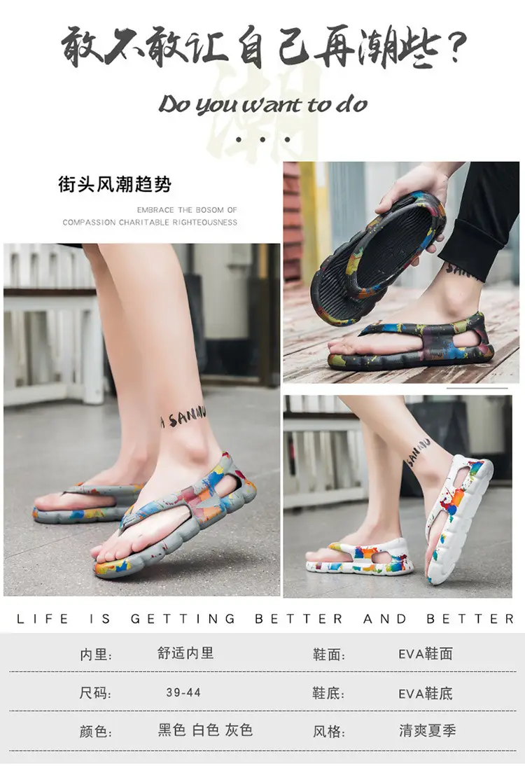 Men's Flip-Flops Beach Shoes Couple Sandals Casual Flat Slippers Fashionable Summer New Camouflage Soft-Soled Flip Flops — feature 3