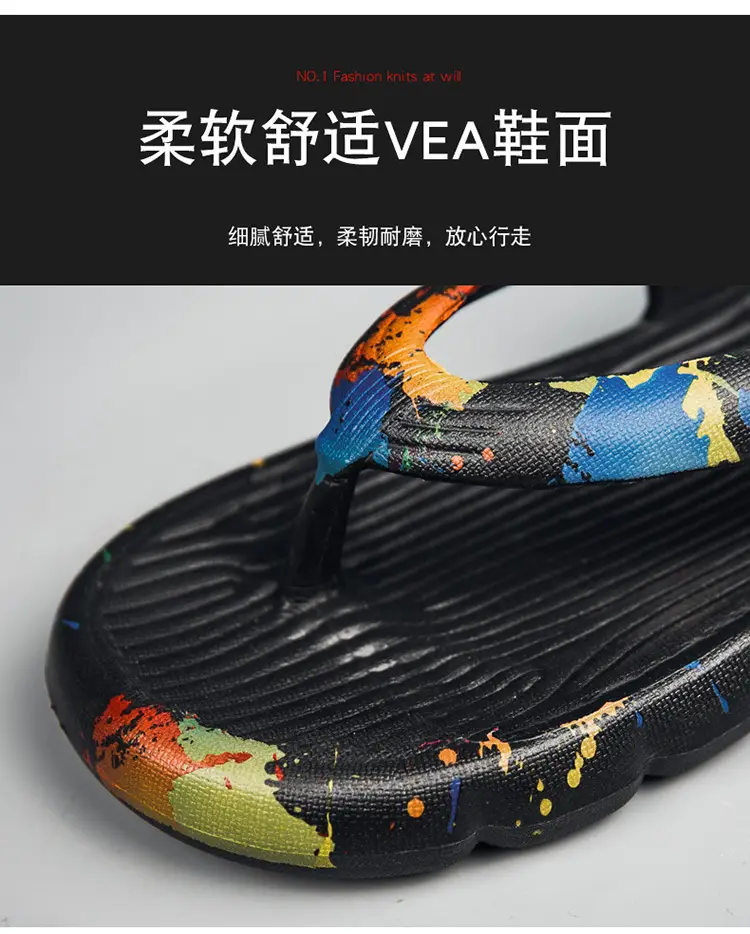 Men's Flip-Flops Beach Shoes Couple Sandals Casual Flat Slippers Fashionable Summer New Camouflage Soft-Soled Flip Flops — feature 5