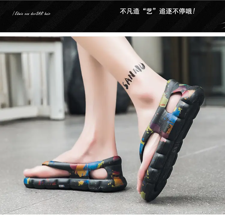 Men's Flip-Flops Beach Shoes Couple Sandals Casual Flat Slippers Fashionable Summer New Camouflage Soft-Soled Flip Flops — feature 8