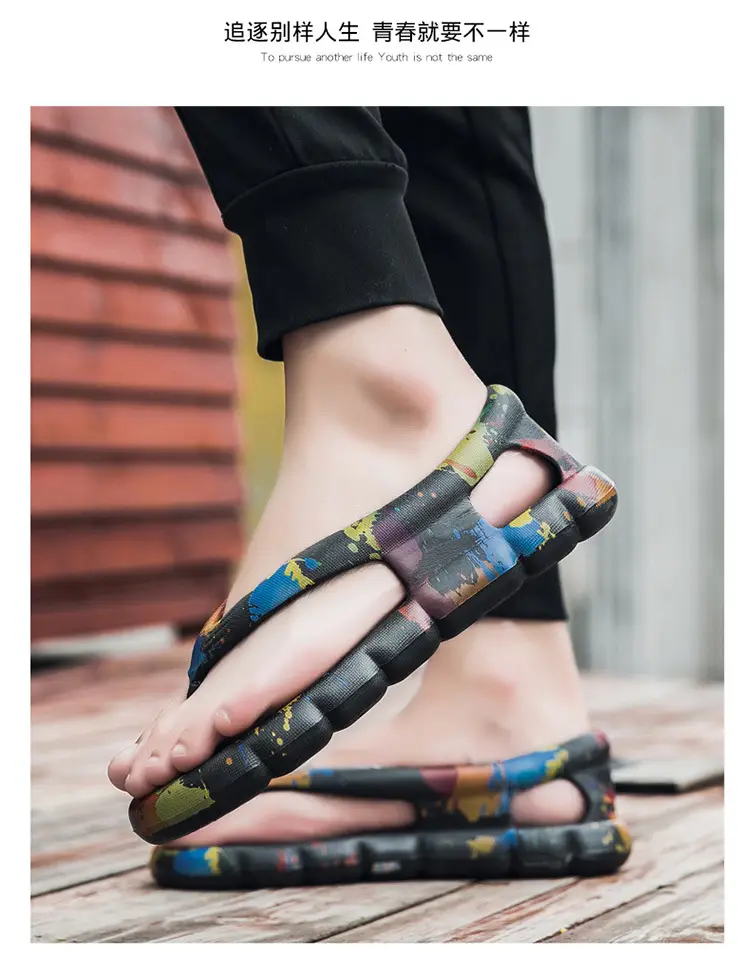 Men's Flip-Flops Beach Shoes Couple Sandals Casual Flat Slippers Fashionable Summer New Camouflage Soft-Soled Flip Flops — feature 9