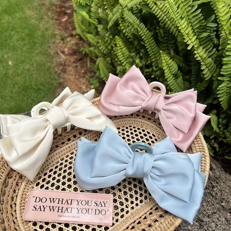 Oversized Bow Hair Clips Princess Sweet Pink Fresh Bun Hairpin