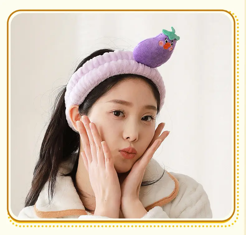 Cute Cartoon Face Wash Headband Purple Pink — feature 14