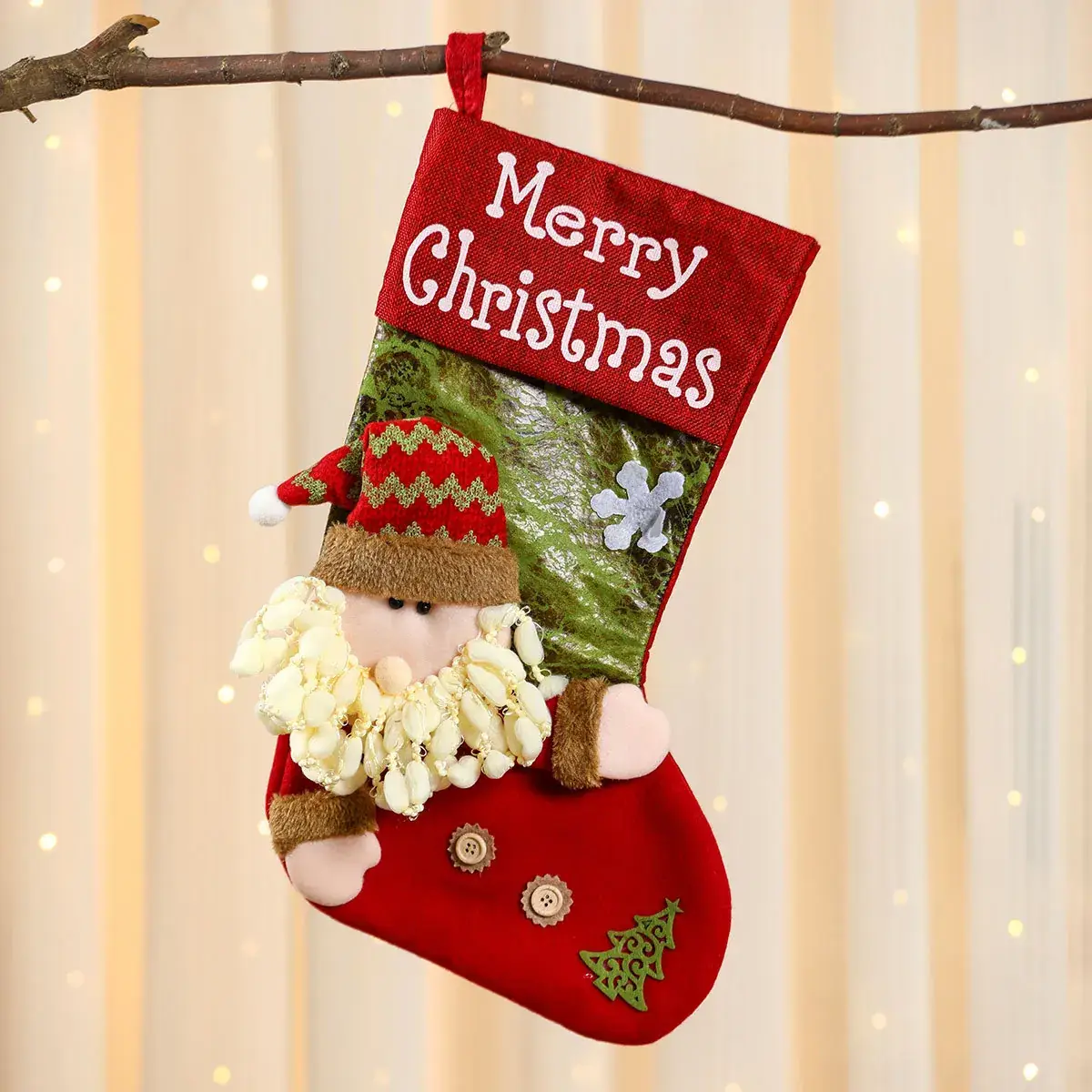 New Linen 3D Santa Claus Socks Christmas Stocking — feature 11