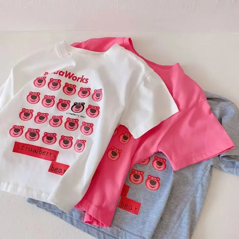 2024 Cotton Baby T-Shirt Pink White Loose Korean Style - Image 4