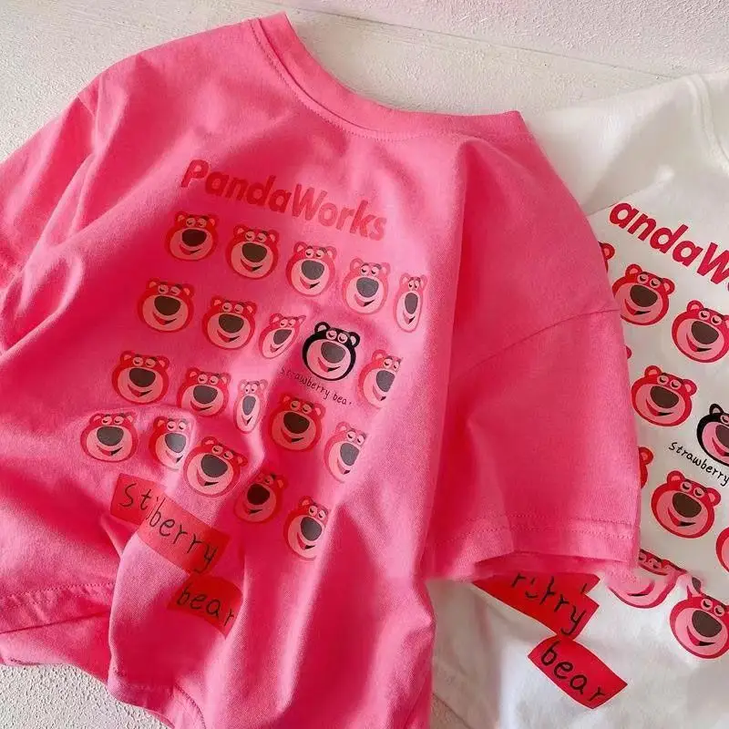 2024 Cotton Baby T-Shirt Pink White Loose Korean Style - Image 3