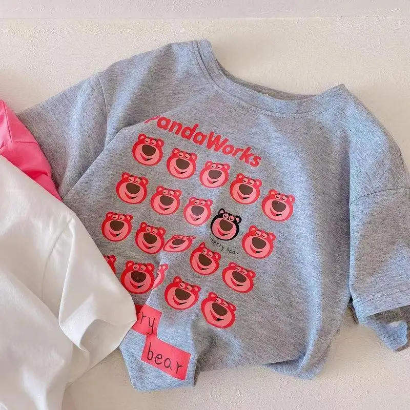 2024 Cotton Baby T-Shirt Pink White Loose Korean Style - Image 2