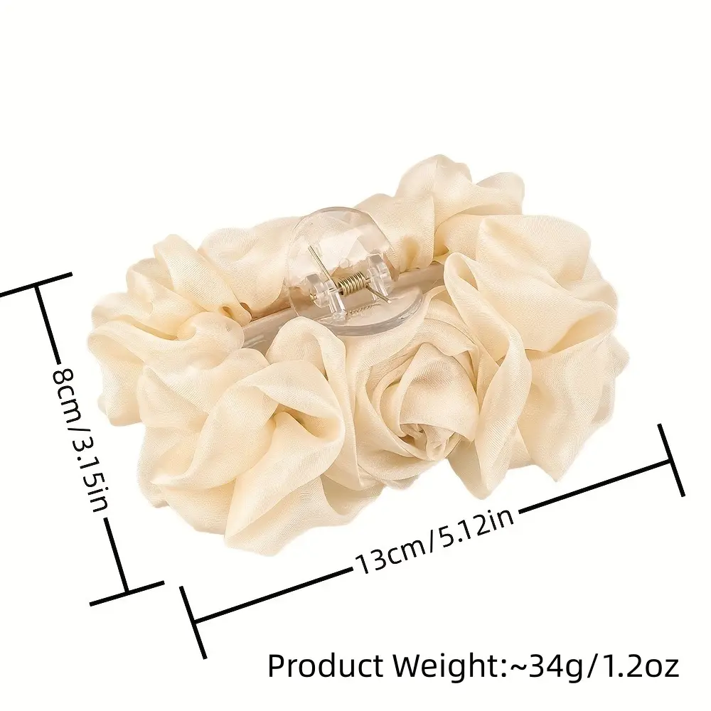 Black Chiffon Rose Bow Hair Clip Large