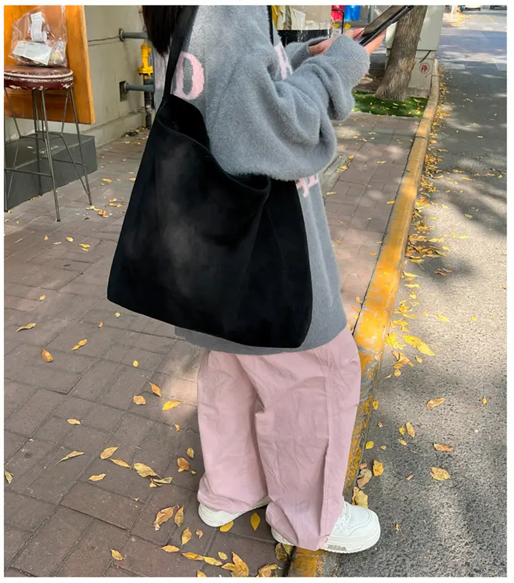 Women Woolen Suede Tote Bag Large Capacity — feature 16