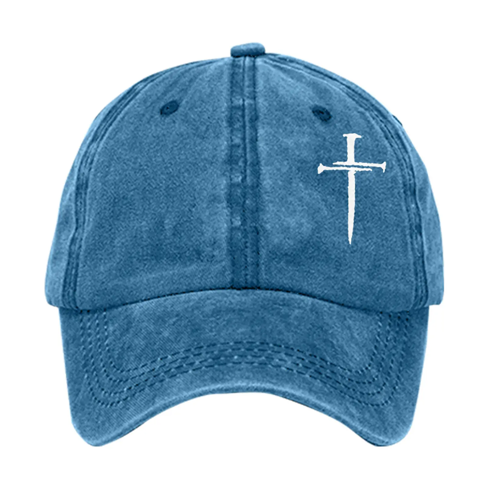 Blue Cotton Cross Embroidered Baseball Cap for Men Women - Image 12