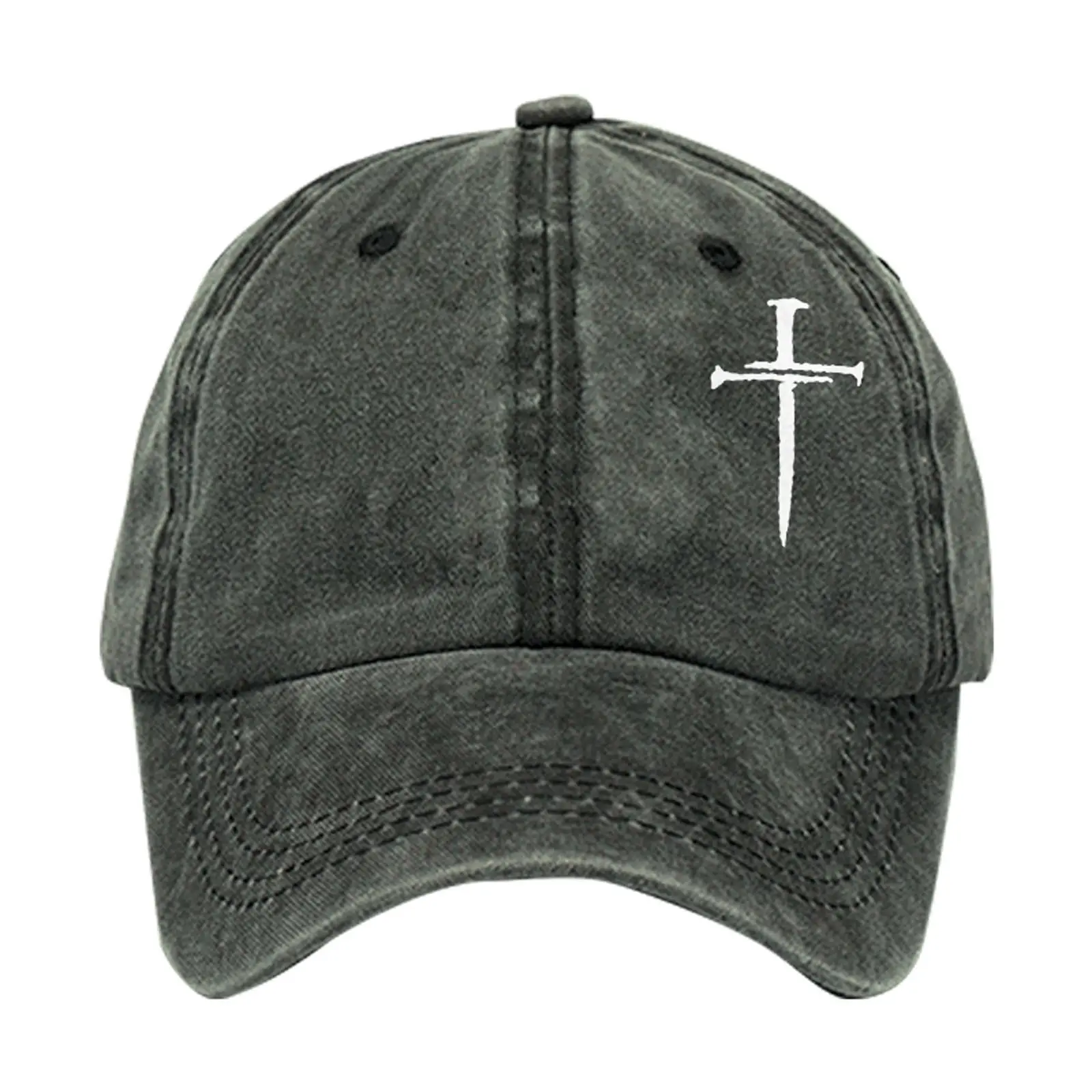 Blue Cotton Cross Embroidered Baseball Cap for Men Women - Image 2