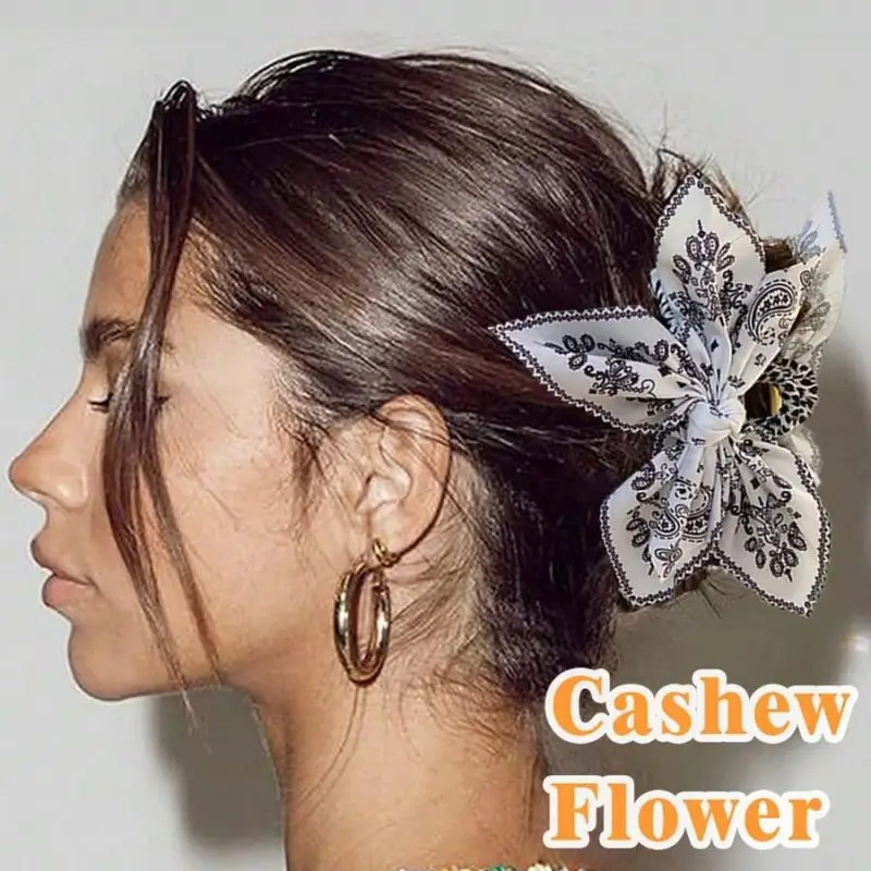 2024 Double-Sided Cashew Flower Bow Clip Hairpin — feature 5