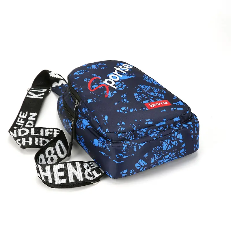 Men's Black Graphic Crossbody Bag Large Capacity - Image 8