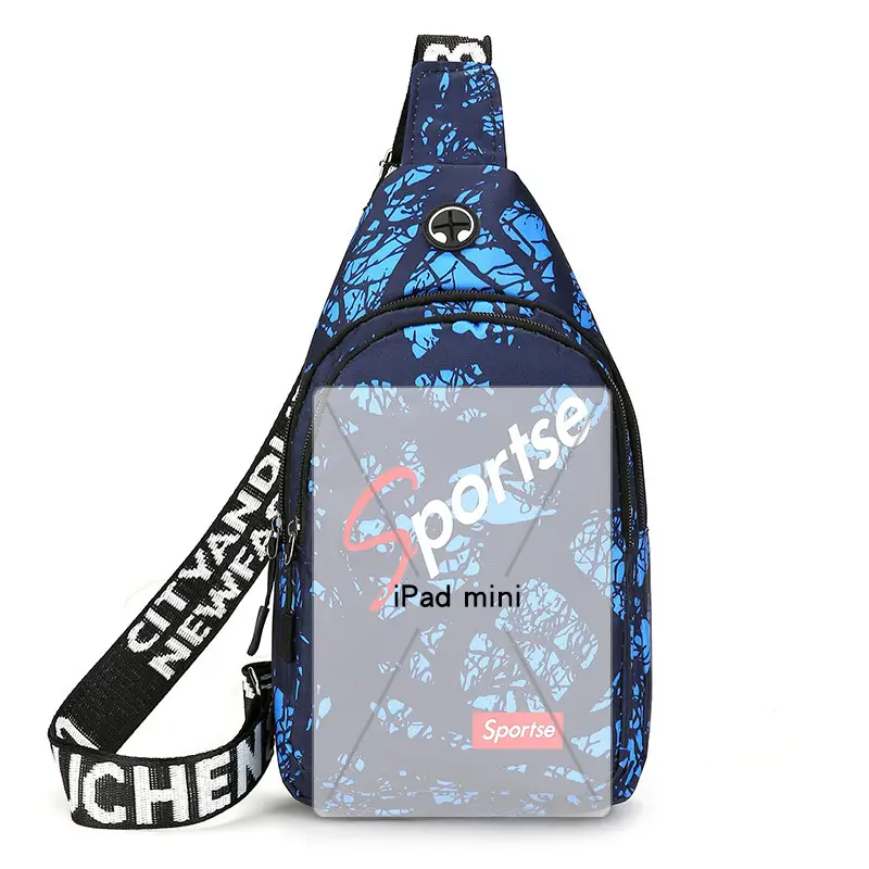 Men's Black Graphic Crossbody Bag Large Capacity - Image 9