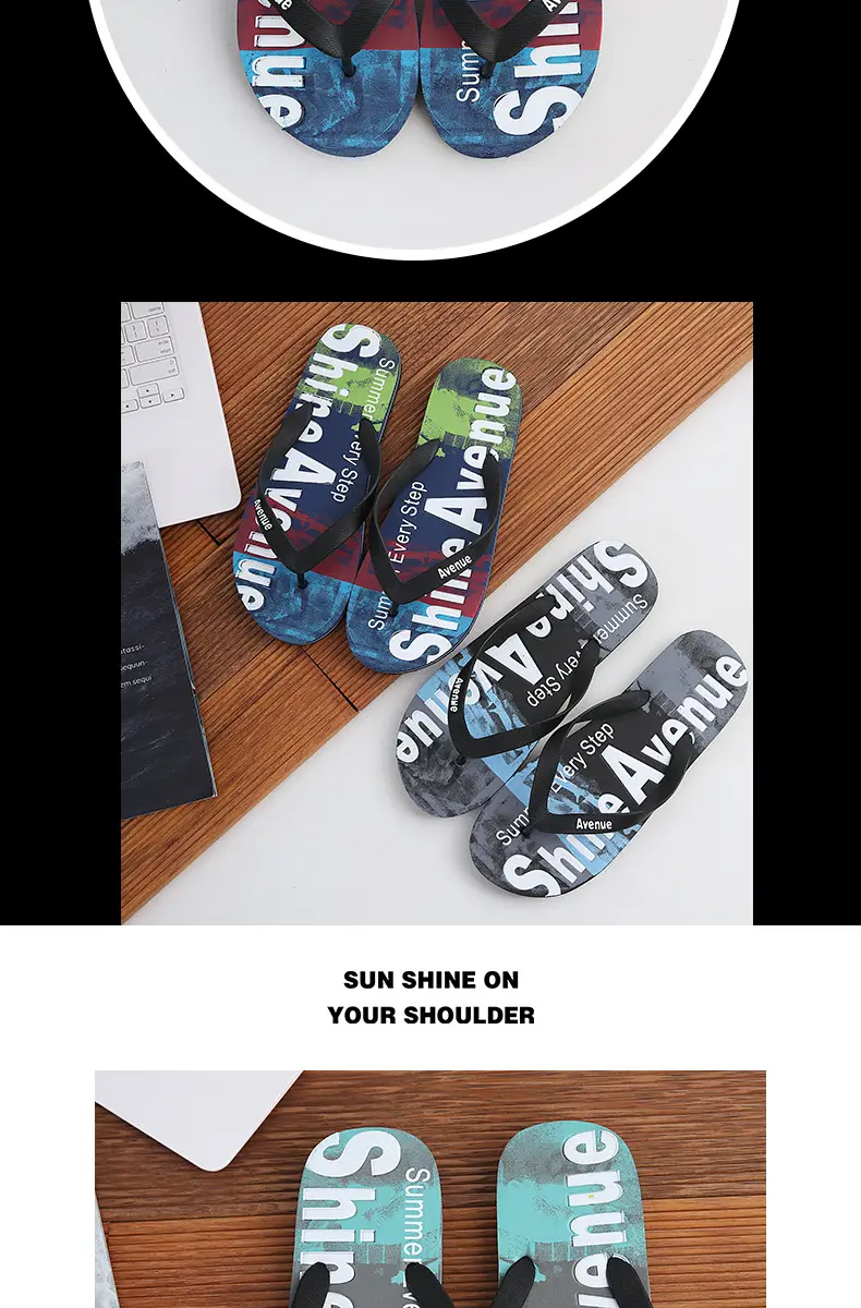 Men's Flip-Flops for Summer, Graffiti Design, Outdoor Beach Sandals, Non-Slip, Wear-Resistant, Lightweight, Trendy Style — feature 10