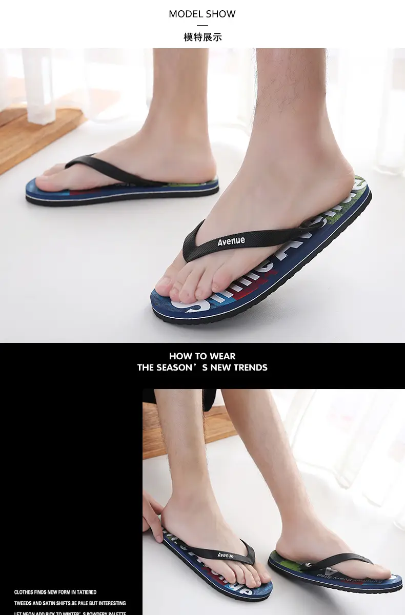 Men's Flip-Flops for Summer, Graffiti Design, Outdoor Beach Sandals, Non-Slip, Wear-Resistant, Lightweight, Trendy Style — feature 12