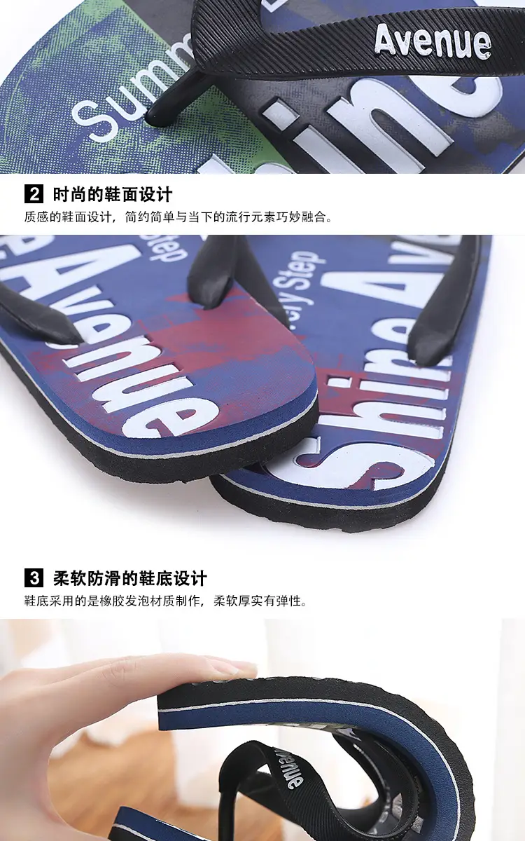 Men's Flip-Flops for Summer, Graffiti Design, Outdoor Beach Sandals, Non-Slip, Wear-Resistant, Lightweight, Trendy Style — feature 4