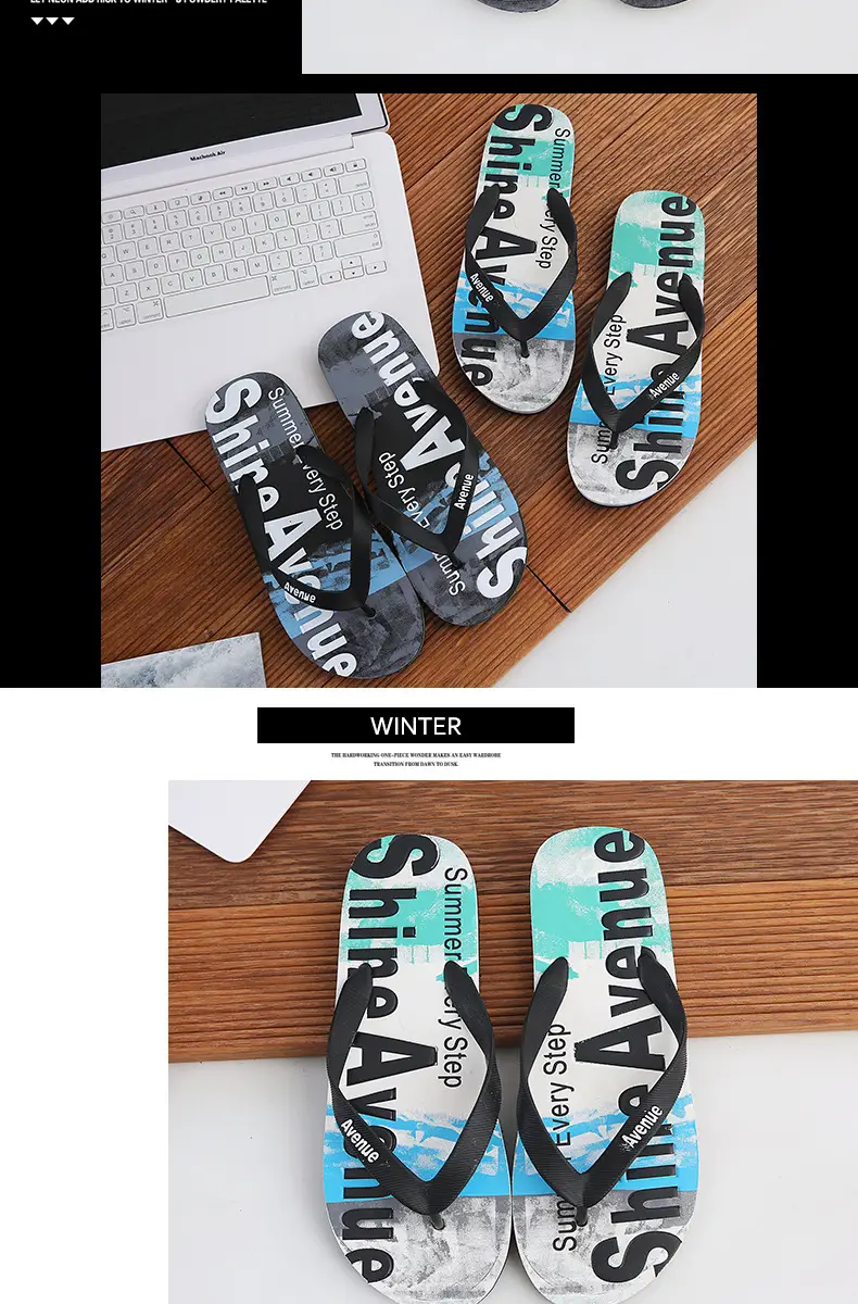 Men's Flip-Flops for Summer, Graffiti Design, Outdoor Beach Sandals, Non-Slip, Wear-Resistant, Lightweight, Trendy Style — feature 7