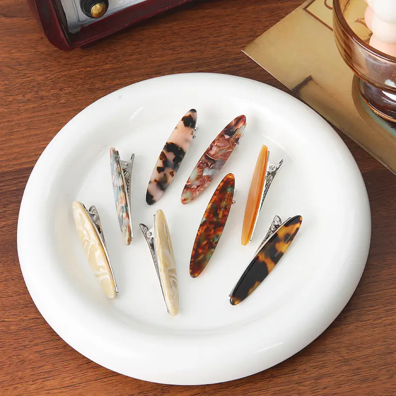 South Korea French Small Side Clip Leopard Print Resin Hair Clip - Image 12