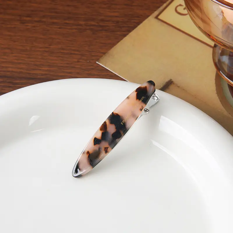 South Korea French Small Side Clip Leopard Print Resin Hair Clip - Image 6