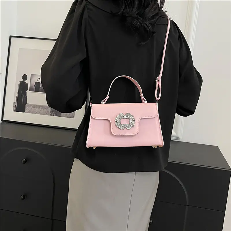Black Diamond-Encrusted Women's Square Shoulder Bag - Image 7