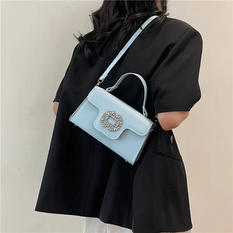 Black Diamond-Encrusted Women's Square Shoulder Bag - Image 9