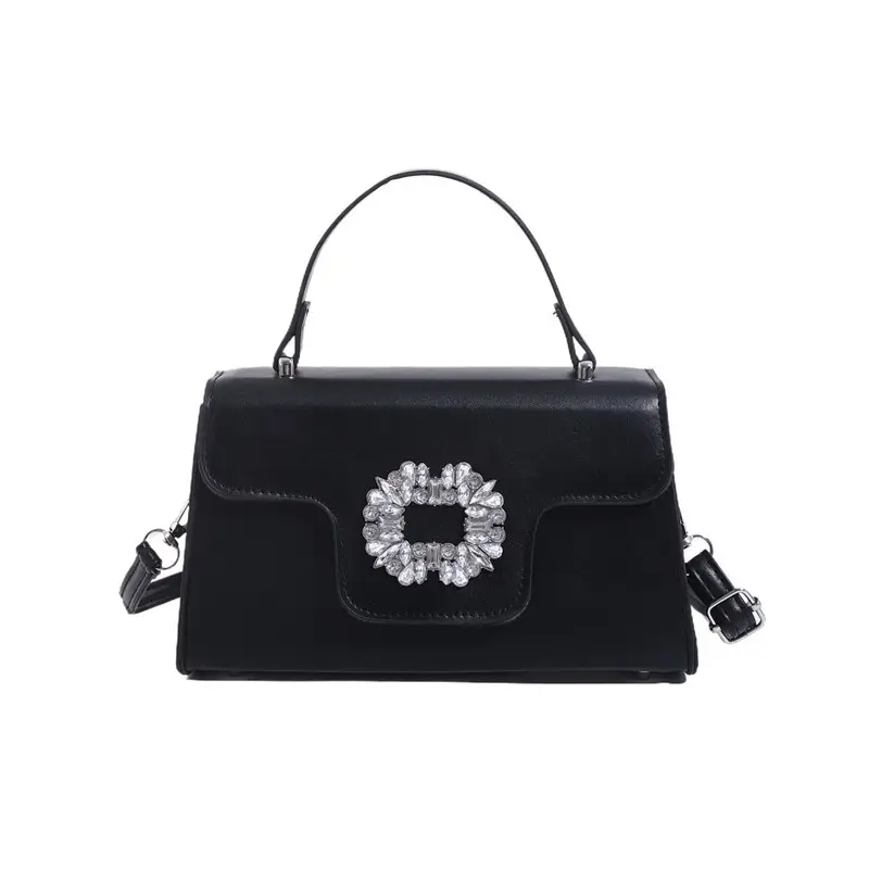 Black Diamond-Encrusted Women's Square Shoulder Bag - Image 10