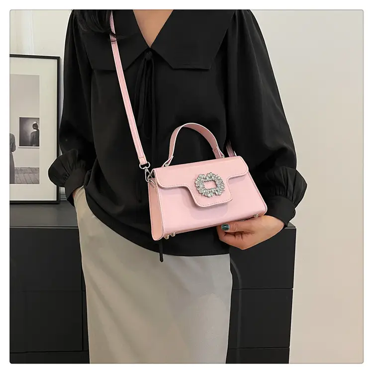 Black Diamond-Encrusted Women's Square Shoulder Bag — feature 12