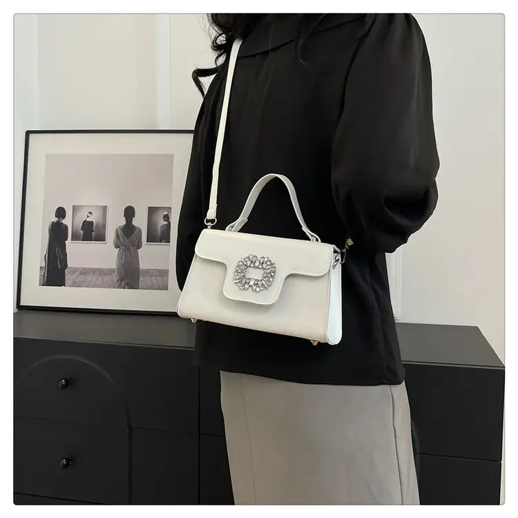 Black Diamond-Encrusted Women's Square Shoulder Bag — feature 14