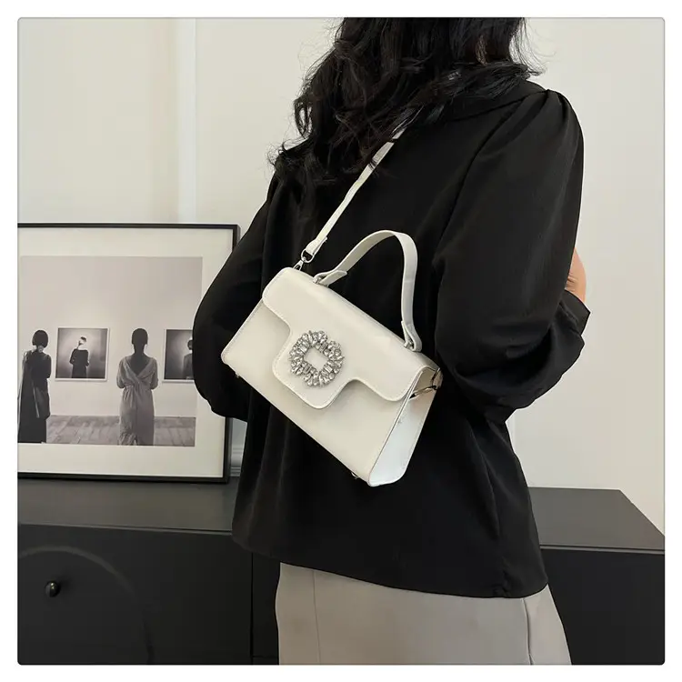 Black Diamond-Encrusted Women's Square Shoulder Bag — feature 15
