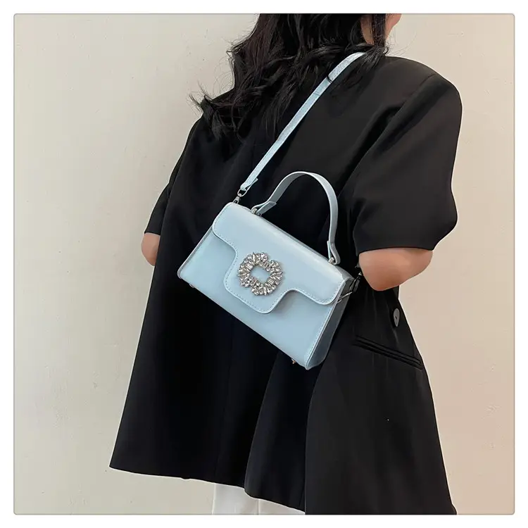 Black Diamond-Encrusted Women's Square Shoulder Bag — feature 21