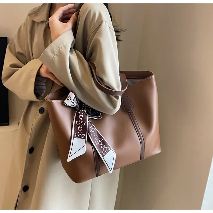 Women's Tan Bow Tote Bag Large Capacity Shoulder Bag — feature 33