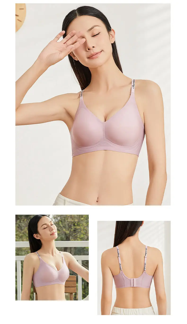 Naked seamless jelly underwear women's soft support accessory breast adjustable anti-sagging ultra-soft thin bra without steel ring — feature 18