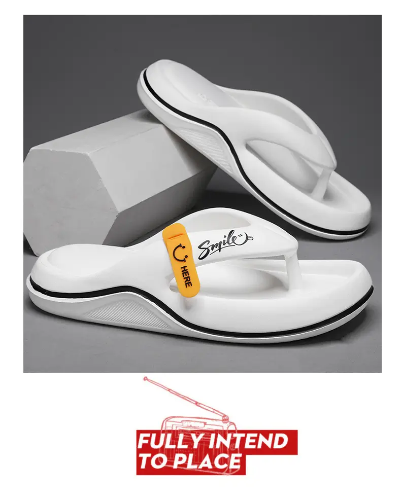 Korean Style Cross-border Flip Flops Men Beige CM Thick — feature 5