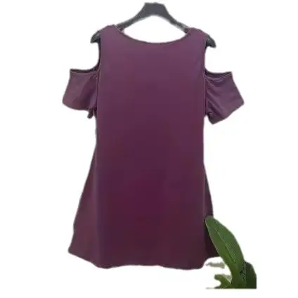 Women's 2024 Summer Cold Shoulder Dress Grey - Image 8