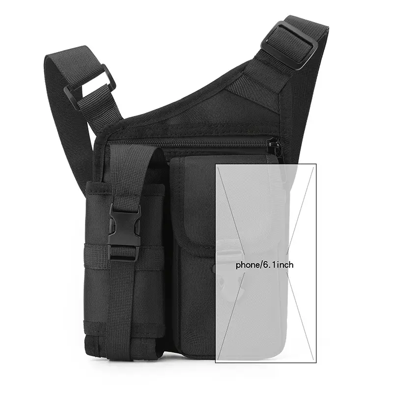 Tactical Shoulder Bag Olive Green Multi Pocket Travel - Image 6