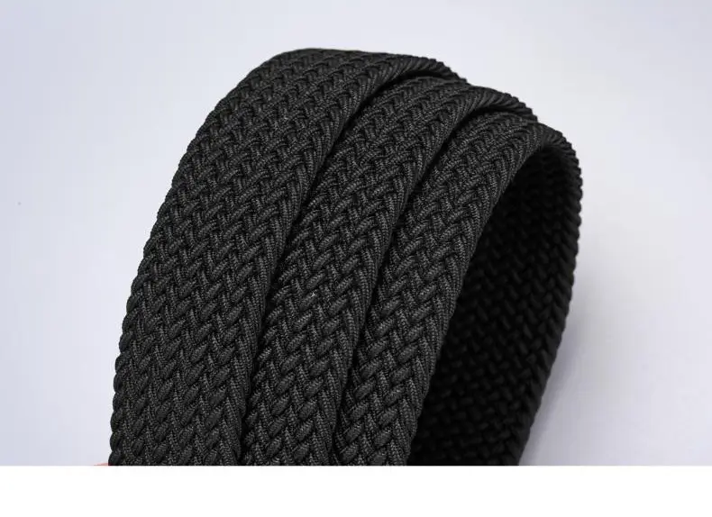 Men's Black Elastic Woven Belt with Silver Buckle — feature 10