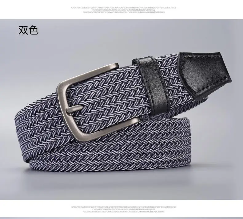 Men's Black Elastic Woven Belt with Silver Buckle — feature 4