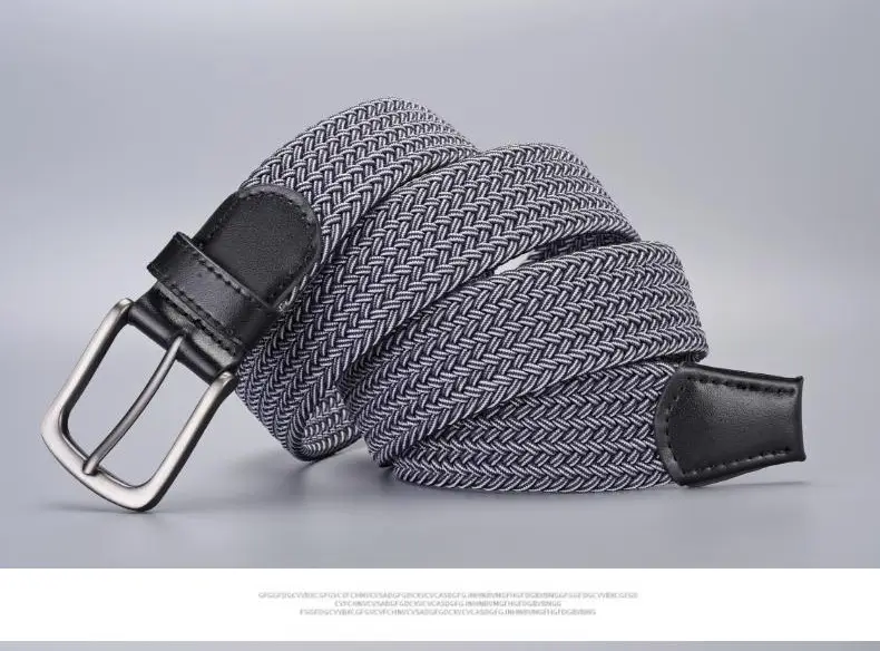 Men's Black Elastic Woven Belt with Silver Buckle — feature 5