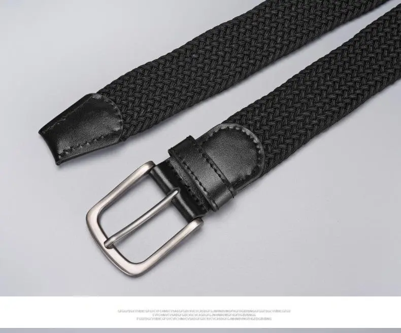 Men's Black Elastic Woven Belt with Silver Buckle — feature 8