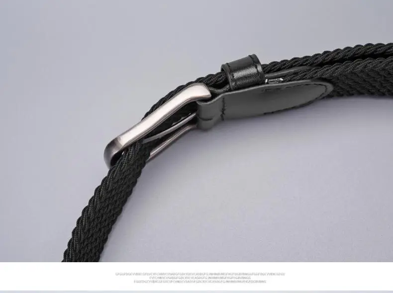 Men's Black Elastic Woven Belt with Silver Buckle — feature 9