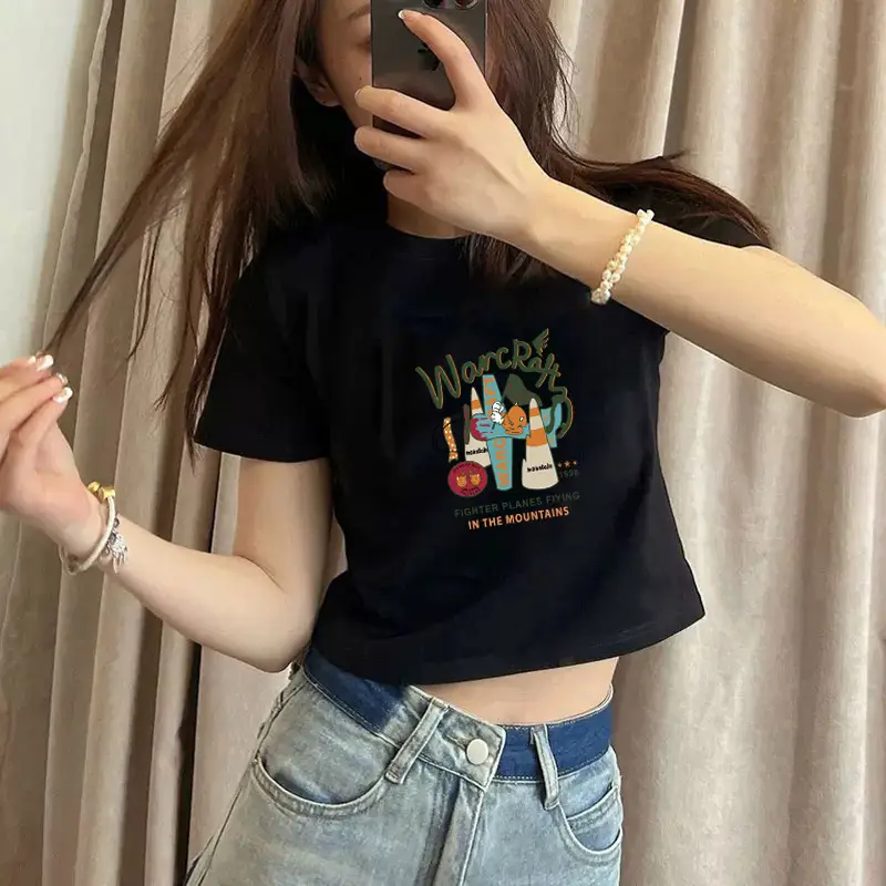 Pure Cotton Short-Sleeved T-Shirt for Women, Summer New Style, High-Waisted, Short-Cut, Hot Girl Style, Slim Fit, Round Neck Bottoming Shirt for Small People — feature 14