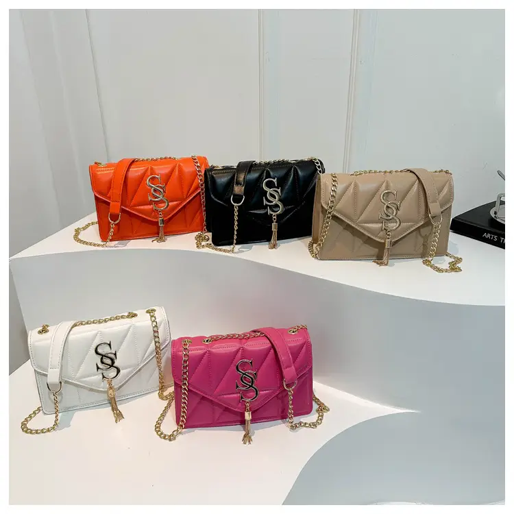Orange Chain Embroidery Women's Shoulder Bag - Image 2