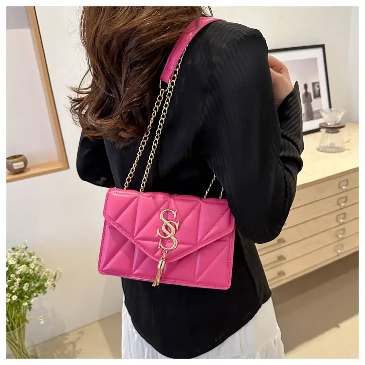 Orange Chain Embroidery Women's Shoulder Bag — feature 17