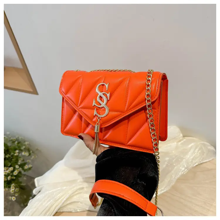 Orange Chain Embroidery Women's Shoulder Bag — feature 21