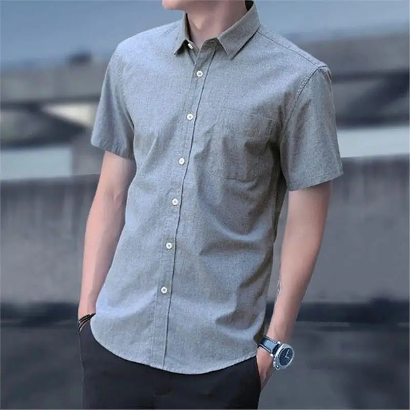 Men Slim Fitting Oxford Shirt Navy Blue Button Down - Image 73
