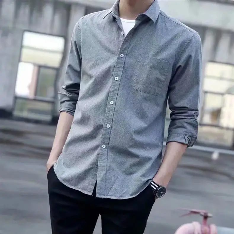 Men Slim Fitting Oxford Shirt Navy Blue Button Down — feature 13