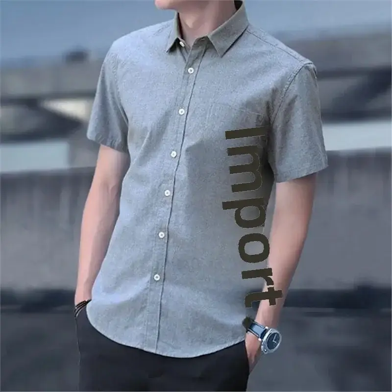 Men Slim Fitting Oxford Shirt Navy Blue Button Down - Image 39