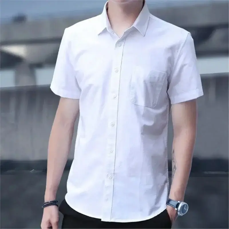 Men Slim Fitting Oxford Shirt Navy Blue Button Down - Image 66