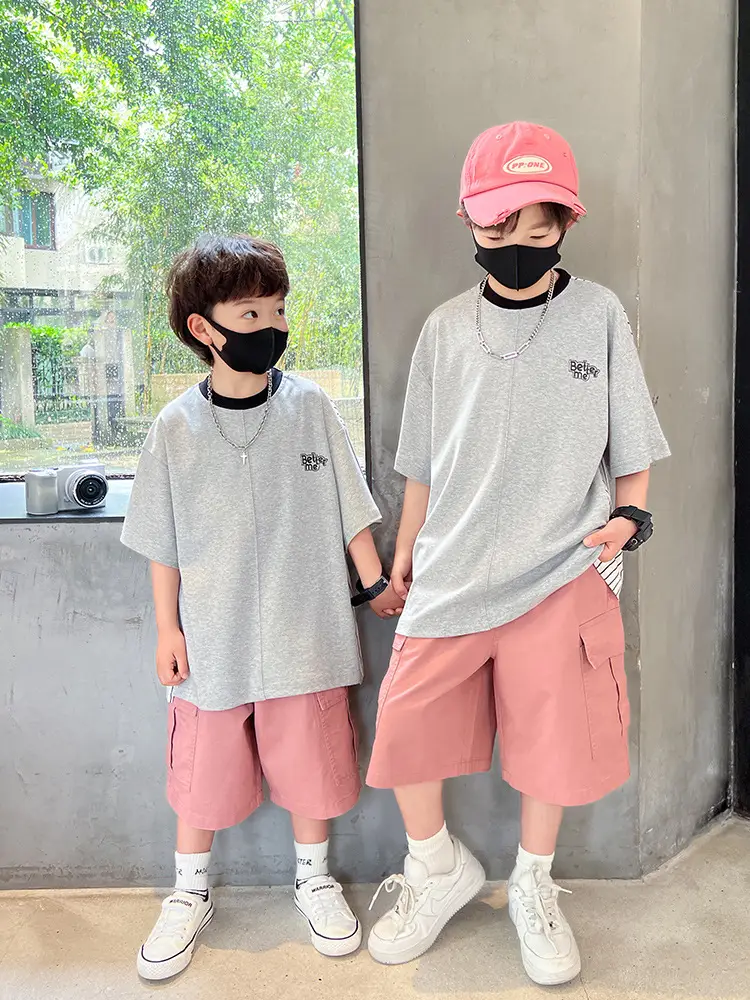Summer Zhongda Boys T-Shirt Grey Short Sleeve - Image 3