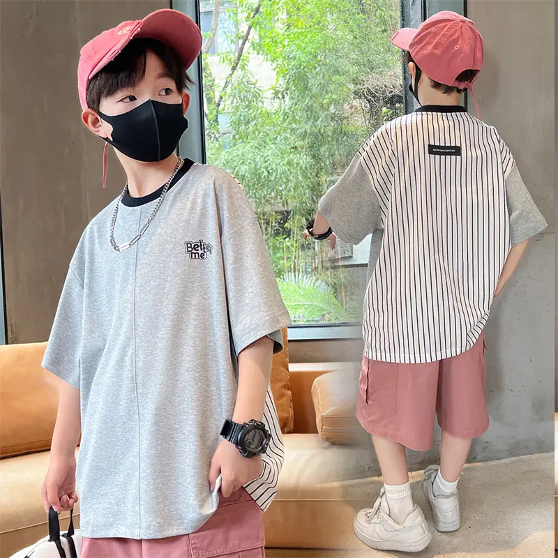 Summer Zhongda Boys T-Shirt Grey Short Sleeve — feature 1